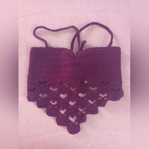 Purple Heart Crochet Halter Top